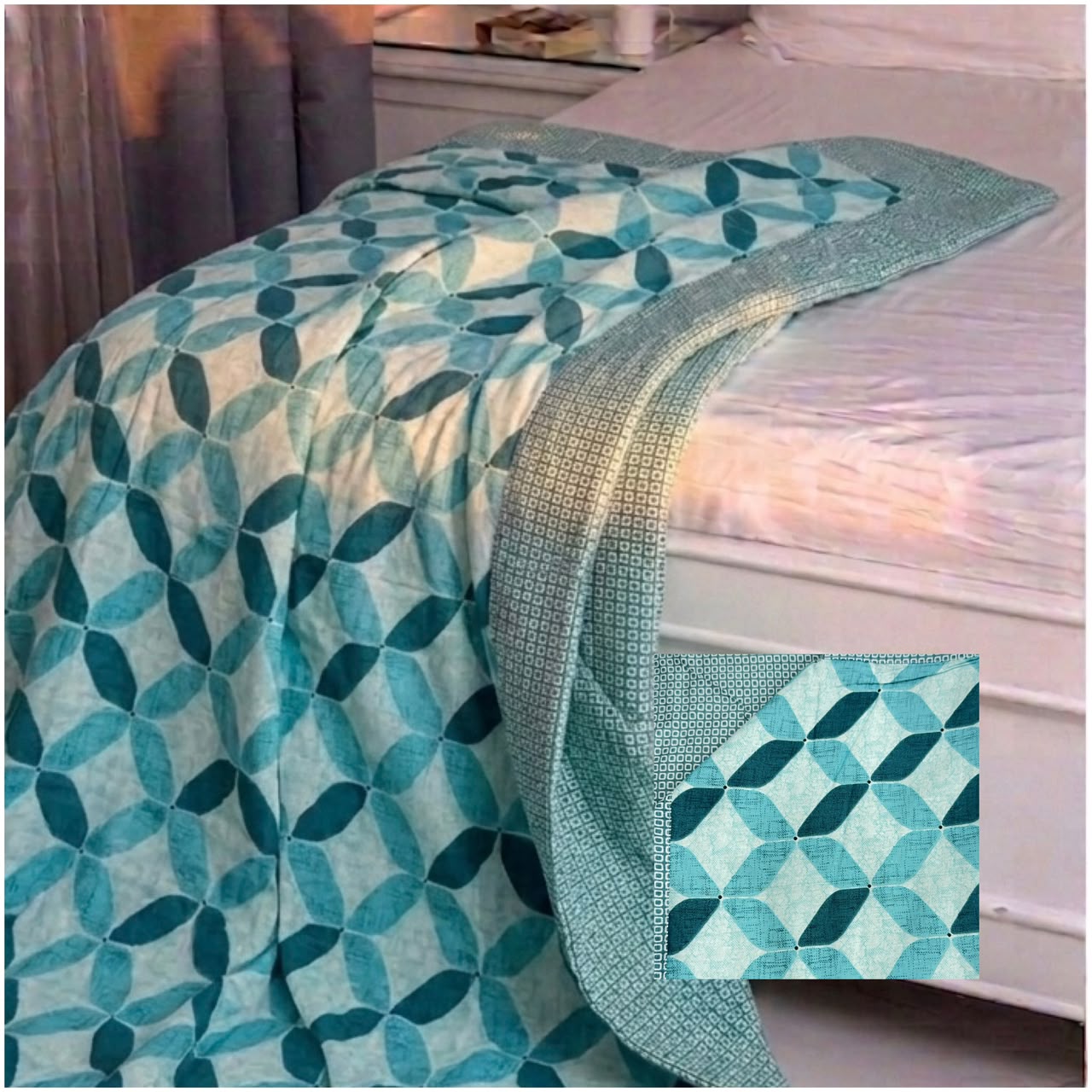 Teal, Turquoise & White Dohar